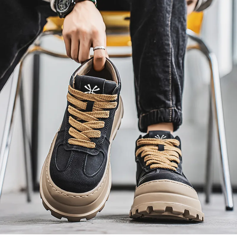 YUZHAOLIN Anti-Slip And Wear-Resistant Height Increasing Mid-Top Casual Shoes Men's Box-9