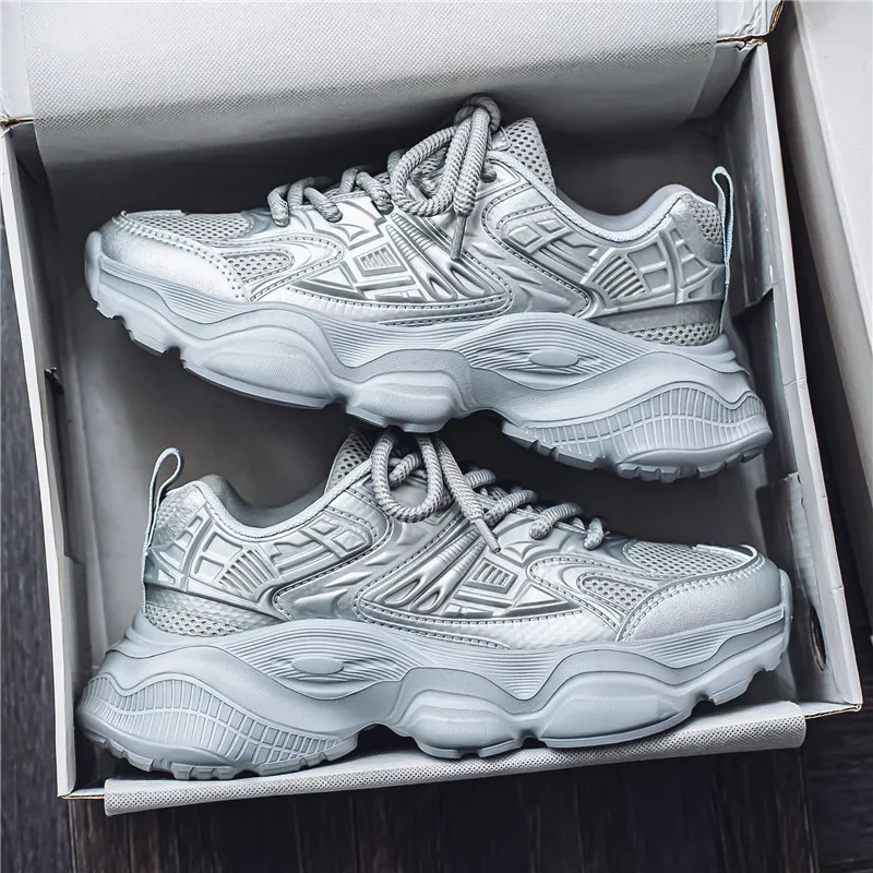 YUZHAOLIN Lightweight Wear Resistant And Slip Resistant Low Top Chunky Sneakers Men's-4