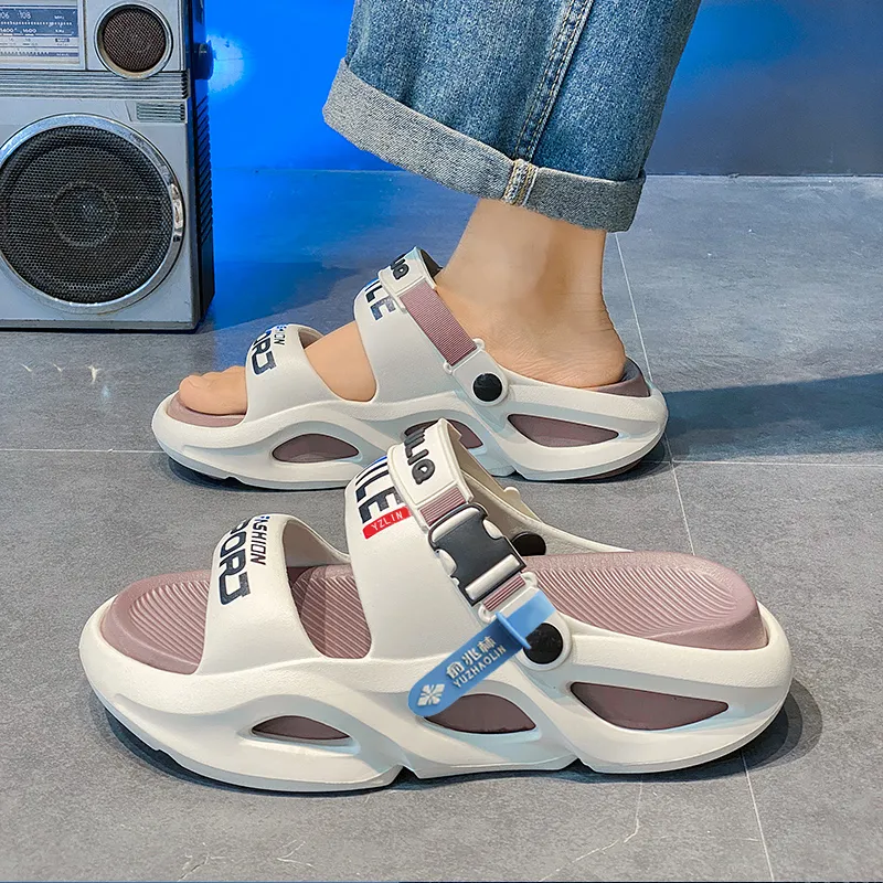 YUZHAOLIN EVA Cut Out Massage Slip Resistant Abrasion Resistant Quiet Slide Slippers Unisex-46