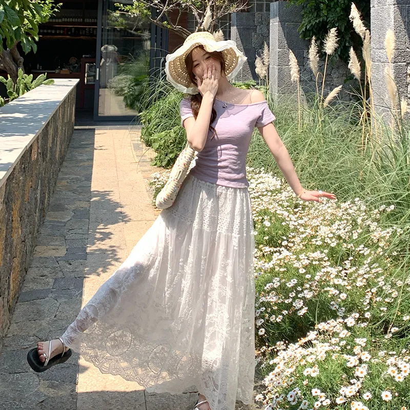 SUSANSAN Casual Long Skirt Women's-1
