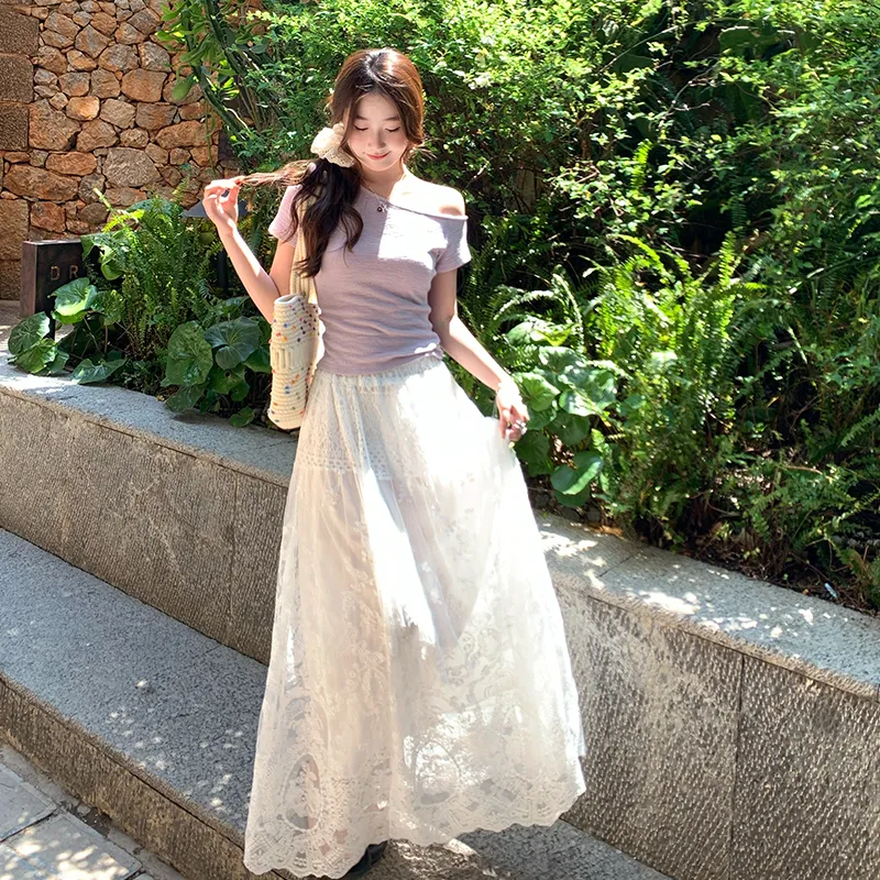 SUSANSAN Casual Long Skirt Women's-3