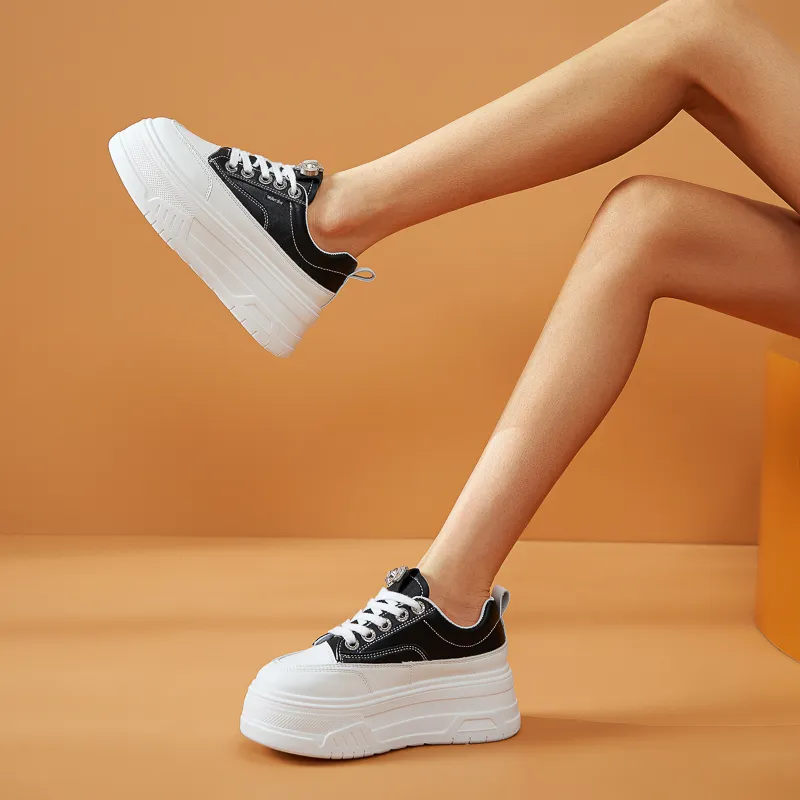 Walker Shop Height Increasing Wear Resistant Low Top Skateboard Shoes Women's-10