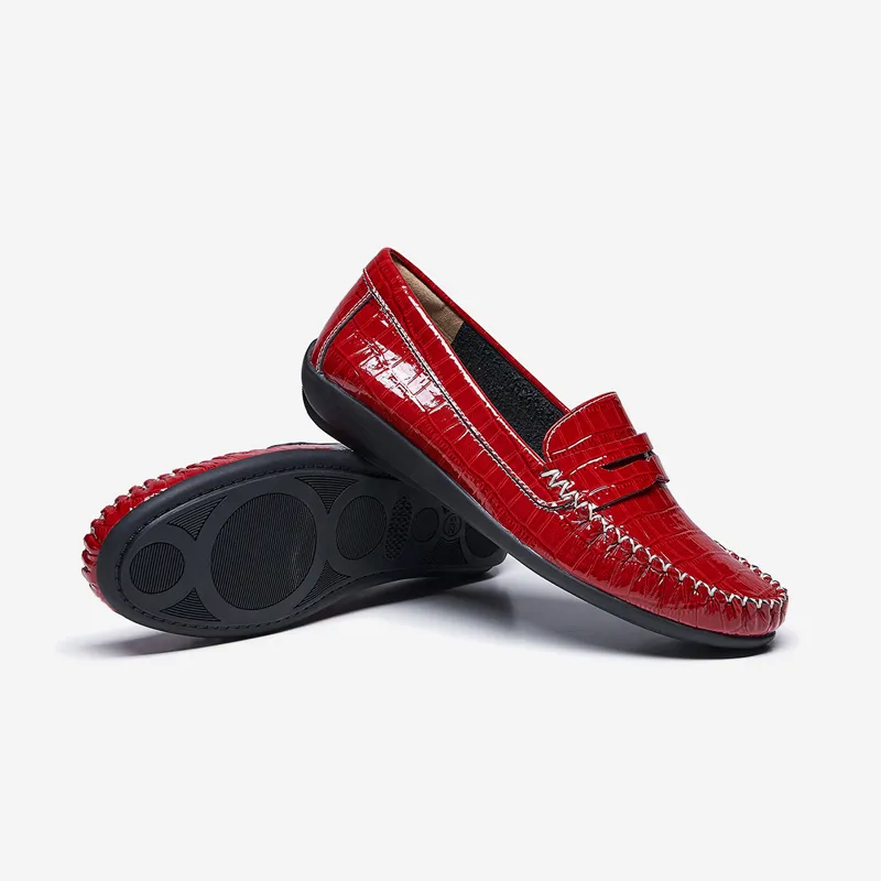 WALKER SHOP Loafers Women's Black/Ecru/Red-17