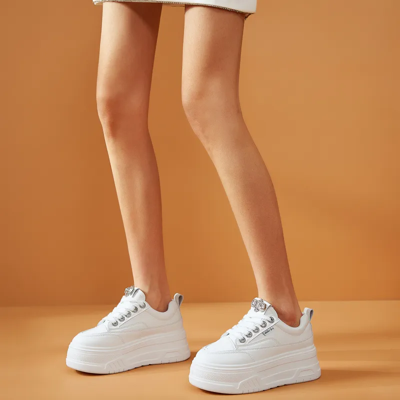 Walker Shop Height Increasing Wear Resistant Low Top Skateboard Shoes Women's-4