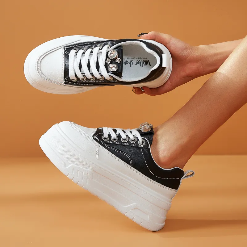Walker Shop Height Increasing Wear Resistant Low Top Skateboard Shoes Women's-8