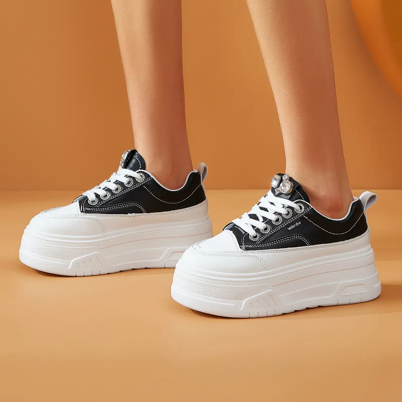 Walker Shop Height Increasing Wear Resistant Low Top Skateboard Shoes Women's-11