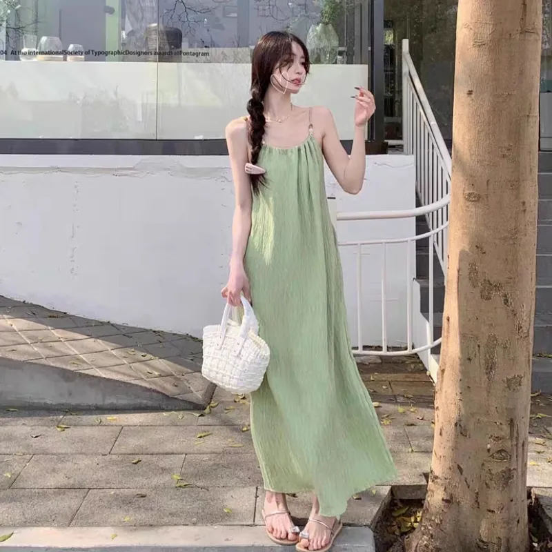 GOSO Slip Dresses Women's Green-4