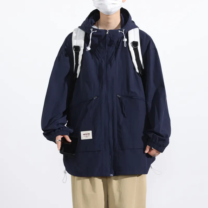Yalu Jackets & Coats Unisex Navy Blue-5