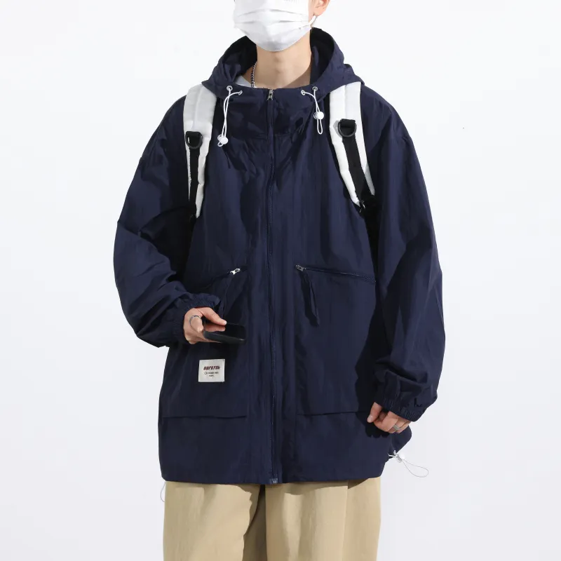 Yalu Jackets & Coats Unisex Navy Blue-6