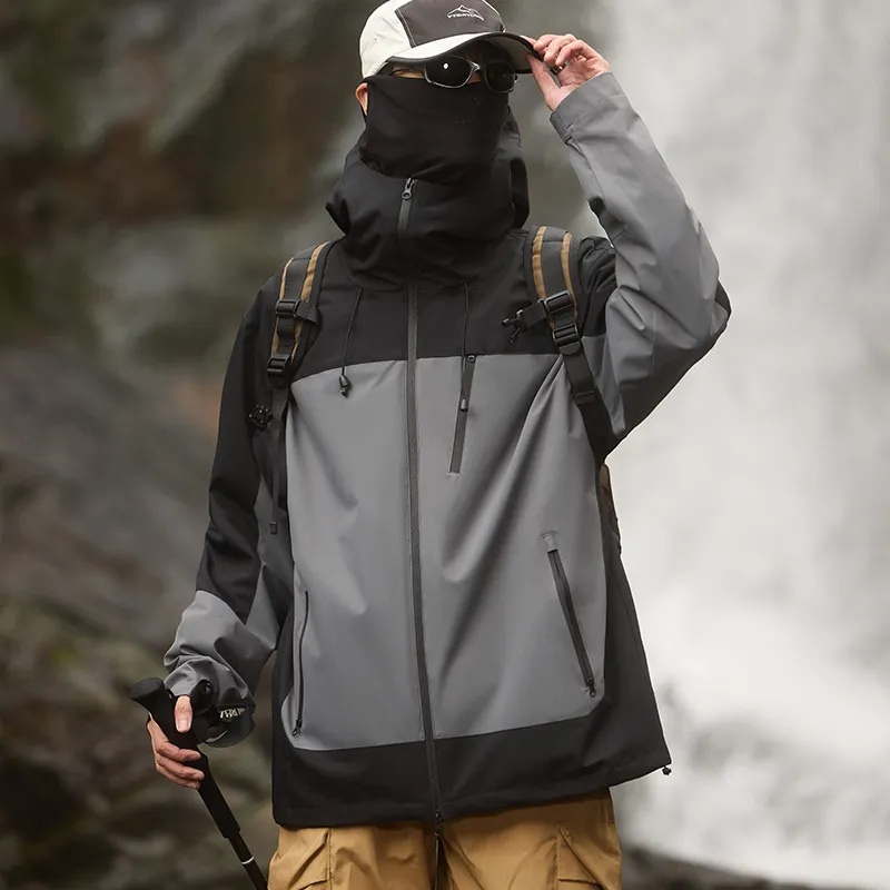 Yalu Water Resistant Windproof UV Protection Breathable Windbreaker Jacket Unisex Cocoa Brown-1