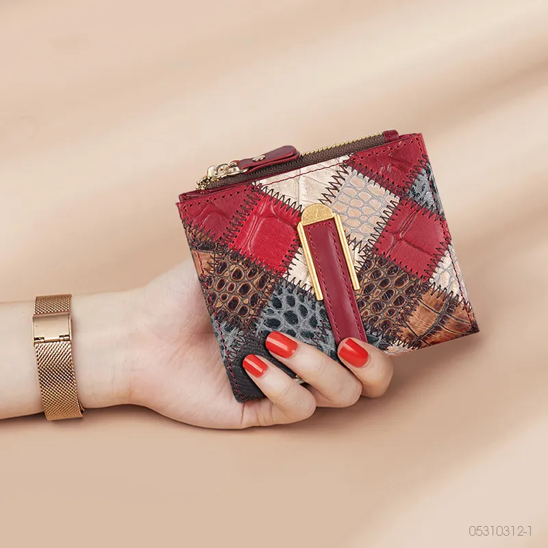 ;COBBLER LEGEND Cow Leather Wallet Women's Color Block Red-2