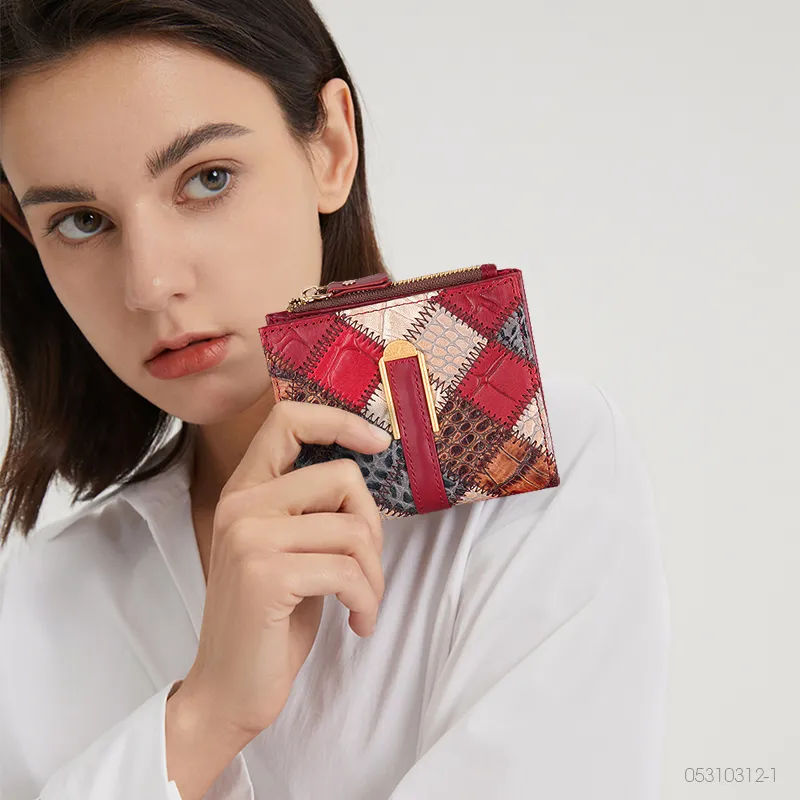 ;COBBLER LEGEND Cow Leather Wallet Women's Color Block Red-4