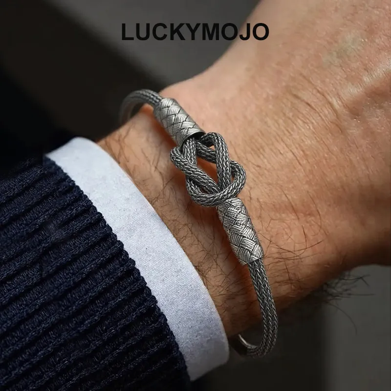 LUCKYMOJO S 990 Silver Pure Silver Bracelets Unisex-4