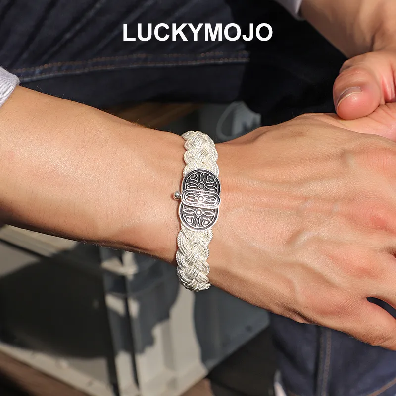 LUCKYMOJO 925 Sterling Silver Bracelets Unisex-3
