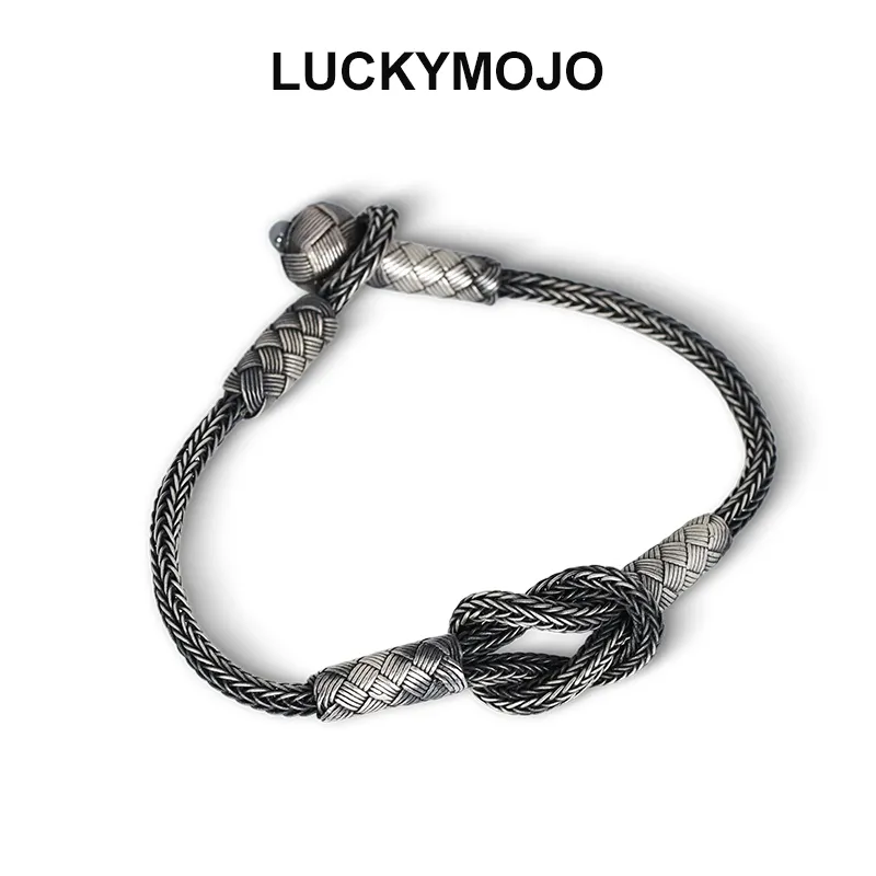 LUCKYMOJO S 990 Silver Pure Silver Bracelets Unisex-1