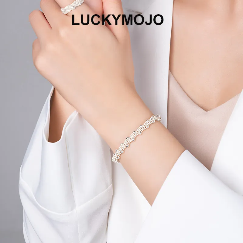 LUCKYMOJO 990 Silver Bracelets Unisex-2