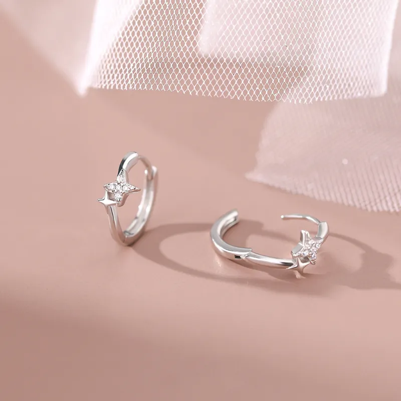 SINCE BEAUTY 999 Fine Silver/Zircon Earrings Unisex Silver-4