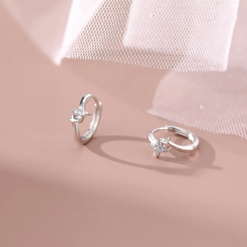 SINCE BEAUTY 999 Fine Silver/Zircon Earrings Unisex Silver-1