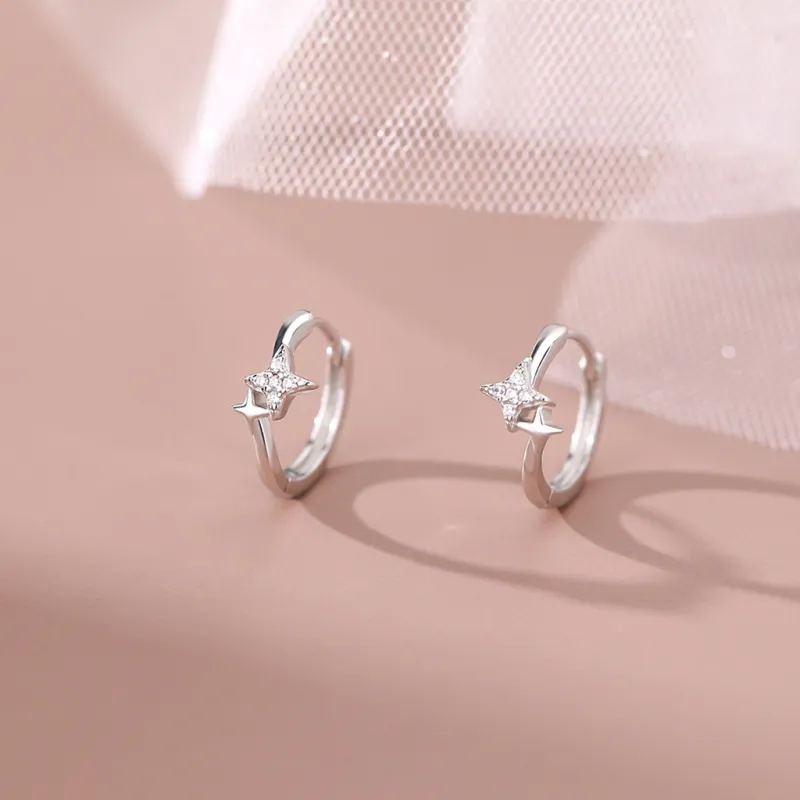 SINCE BEAUTY 999 Fine Silver/Zircon Earrings Unisex Silver-3