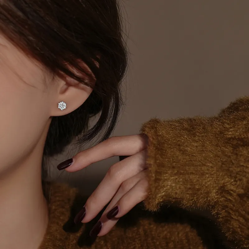 SINCE BEAUTY S999 Silver/zircon Stud Earrings Women's Silver-4