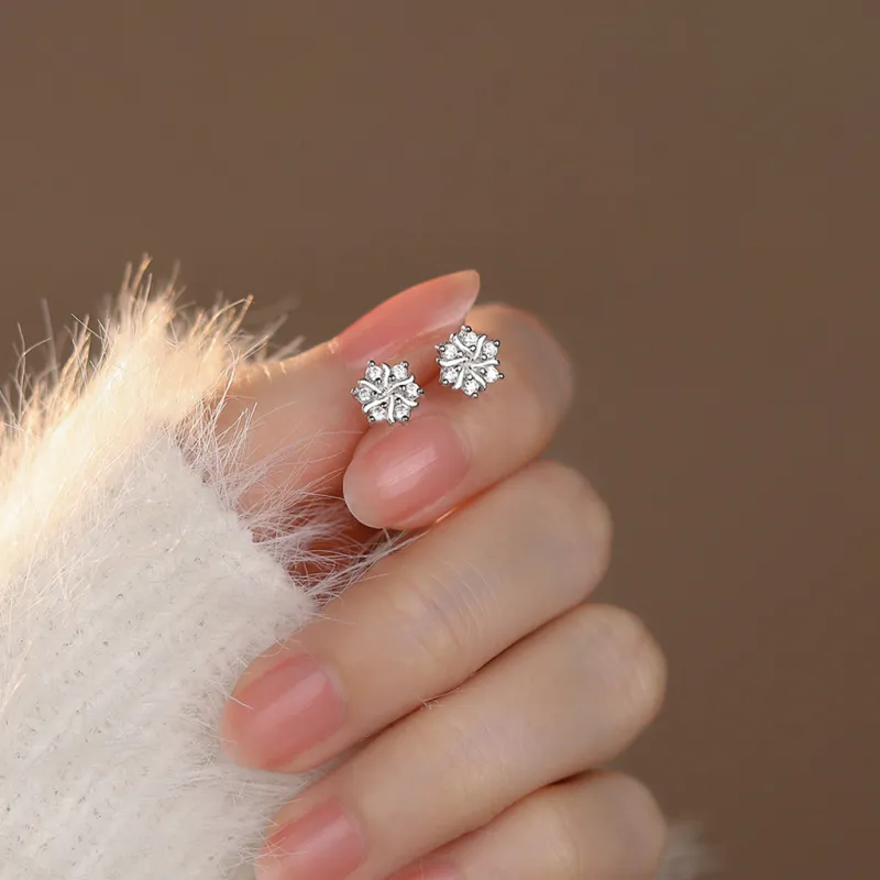 SINCE BEAUTY S999 Silver/zircon Stud Earrings Women's Silver-3