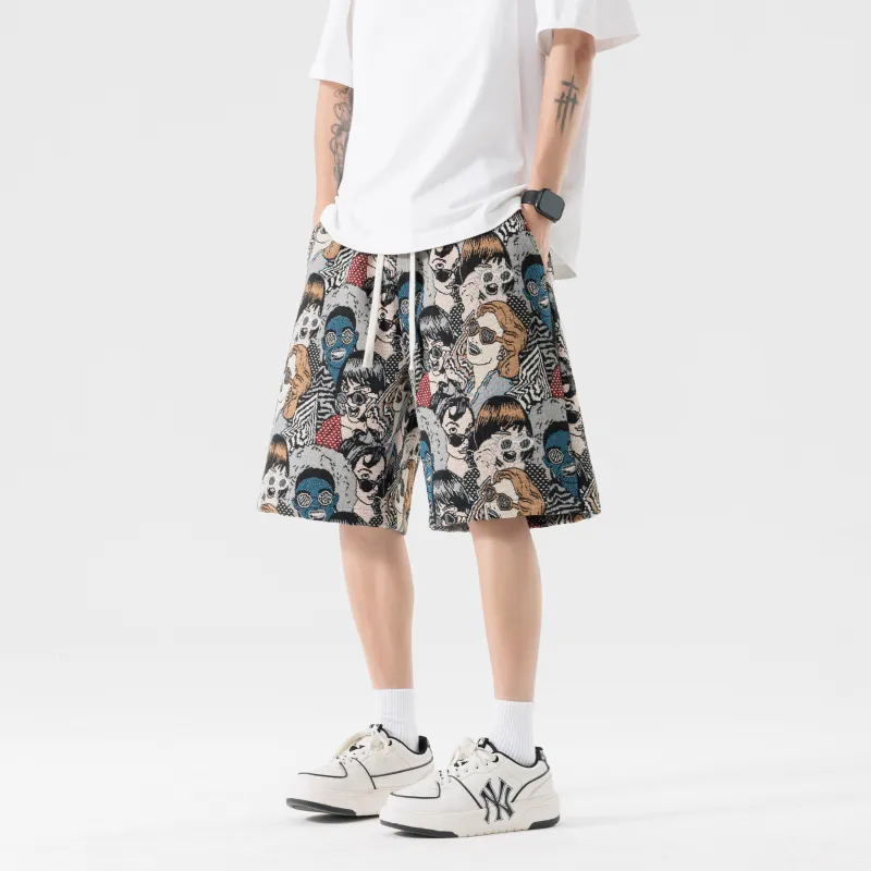 XAFB Casual Shorts Unisex Embroidery Figure-5