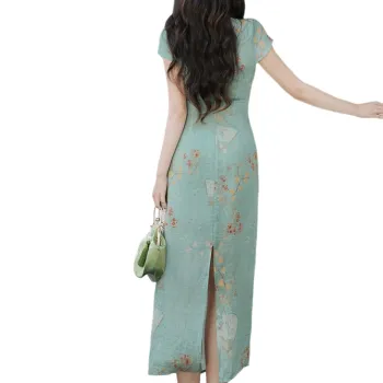 The Temptation Of The Muse Short Sleeved Dresses Women's Cool Tea Green