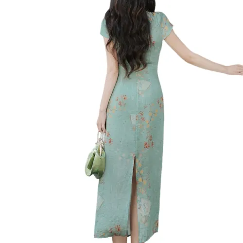 The Temptation Of The Muse Short Sleeved Dresses Women's Cool Tea Green