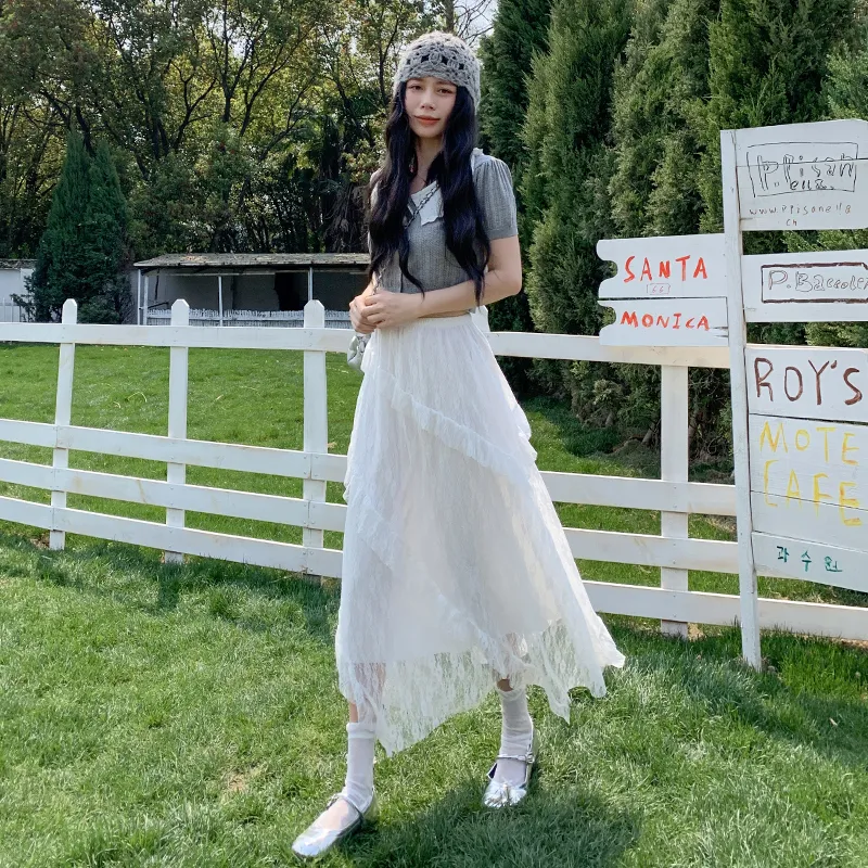 The Temptation Of The Muse Casual Long Skirt Women's White-3