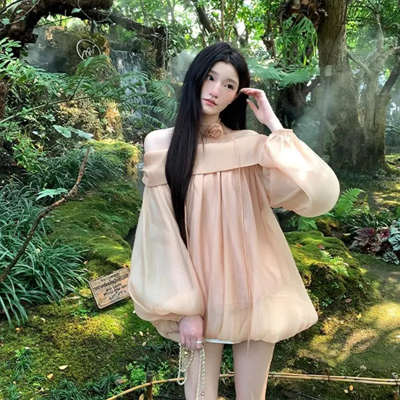 The Temptation Of The Muse Long Sleeved Dress Women's Pink-1