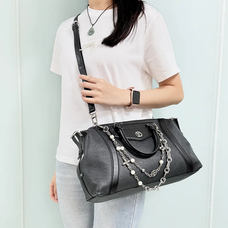 Cow Leather Bag Strap Women's Black-3