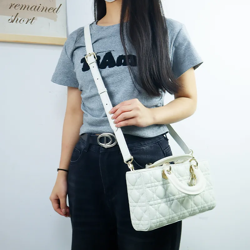 Cow Leather Bag Strap Women's Black/White-2