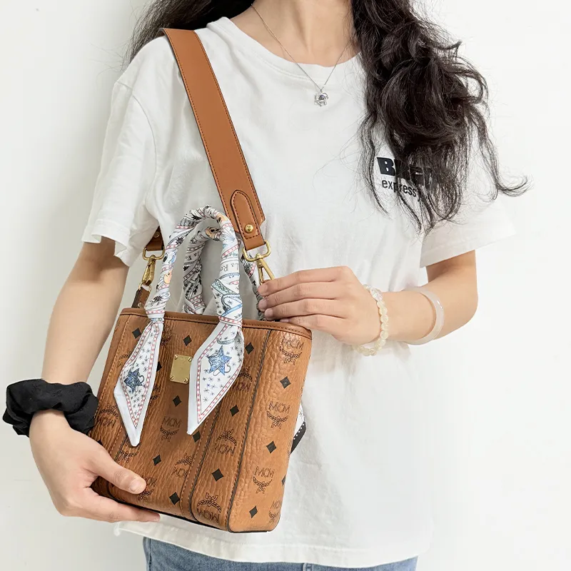 Fabric Silk Scarf Bag Strap Women's Multicolor-4