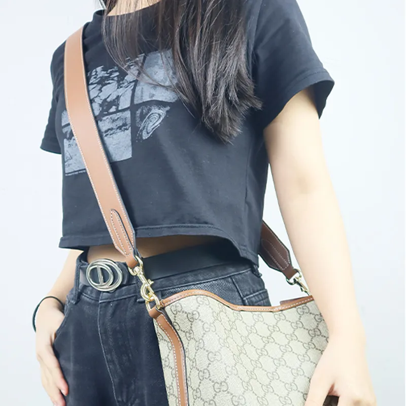 Cow Leather Bag Strap Women's Brown-10