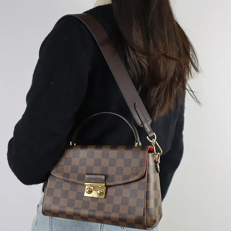 Cow Leather Bag Shoulder Strap Women's Dark Brown-2