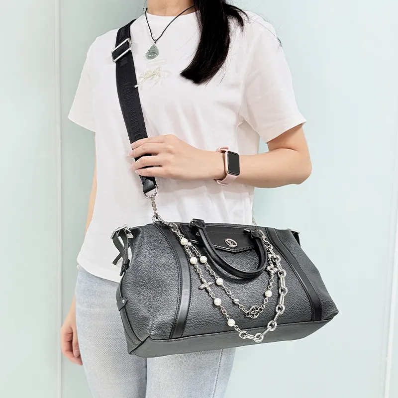 Cow Leather Bag Strap Women's Black-6