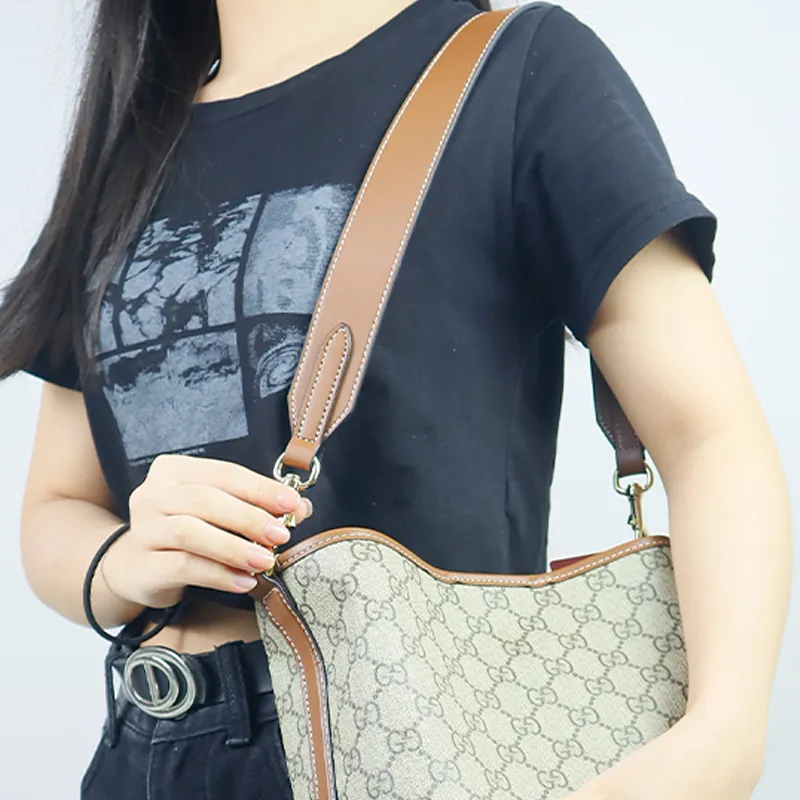 Cow Leather Bag Strap Women's Brown-5