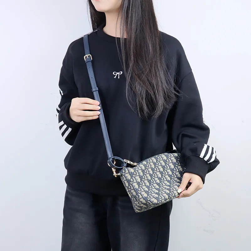 Cow Leather Bag Strap Accessory Bag Women's Dark Blue-4