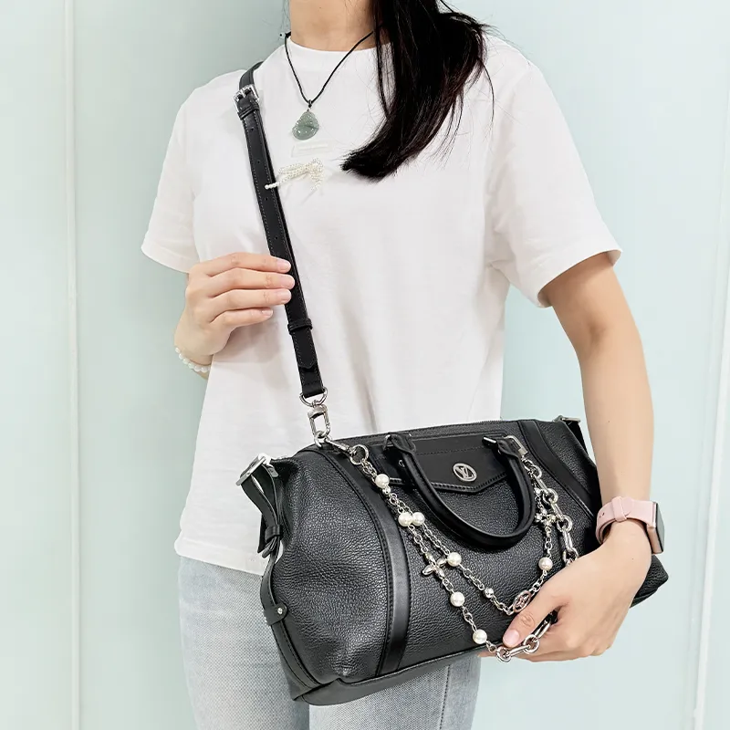 Cow Leather Bag Strap Women's Black-2