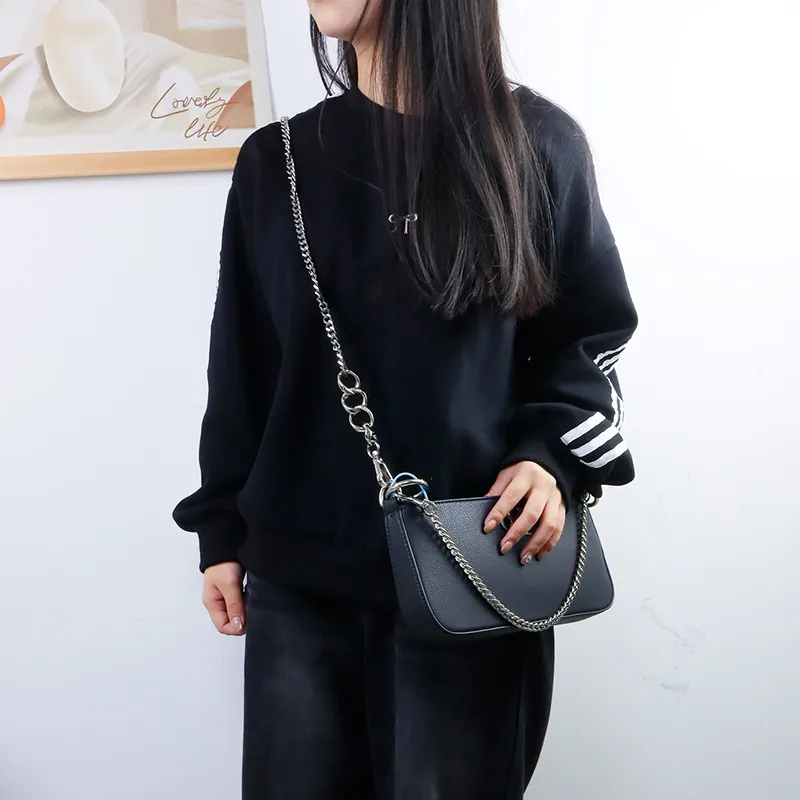 Alloy Metal Bag Shoulder Strap Women's Silver-3