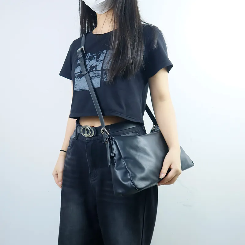 Cow Leather Bag Strap Women's Black-2