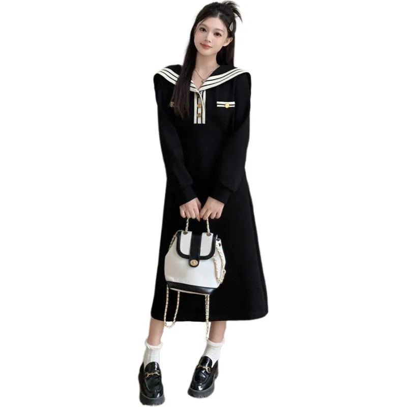 SECFLY OFFICIAL Long Sleeved Dresses Women's Black-3