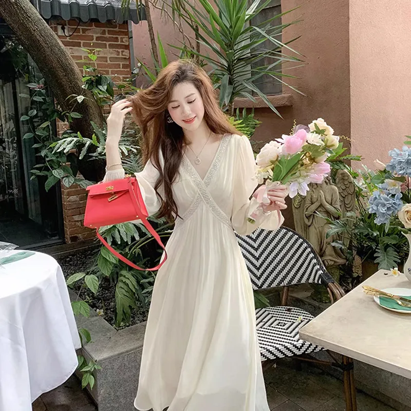 SECFLY OFFICIAL Long Sleeved Dress Women's Ivory-2
