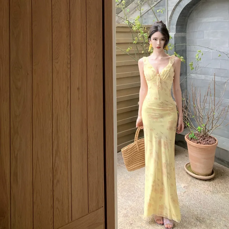 SECFLY OFFICIAL Slip Dress Women's Yellow-5