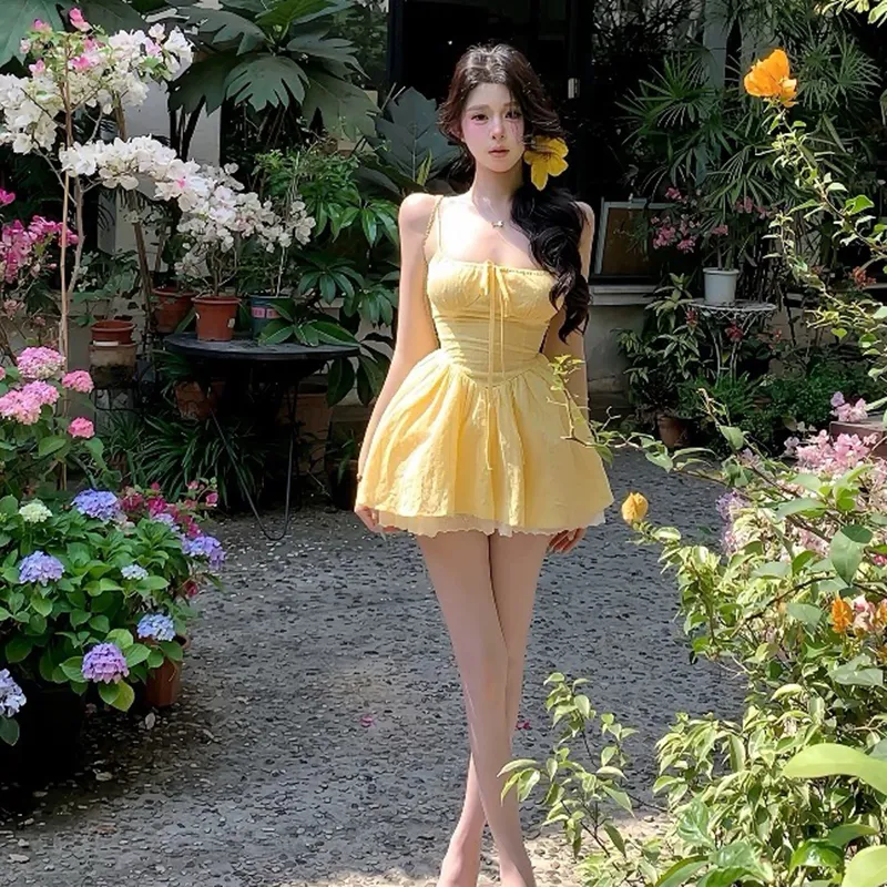 SECFLY OFFICIAL Slip Dress Women's Yellow-2