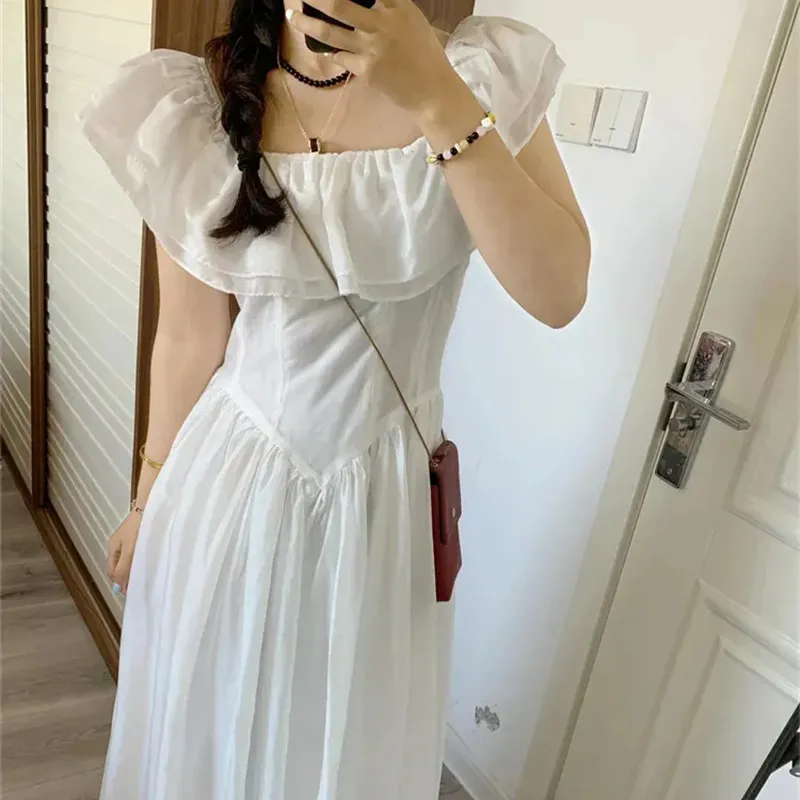 SECFLY OFFICIAL Short Sleeved Dress Women's White-2