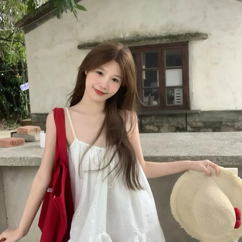 SECFLY OFFICIAL Slip Dress Women's White-4