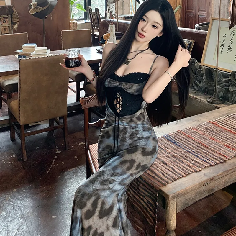 SECFLY OFFICIAL Slip Dress Women's Leopard Print Slip Dress-5