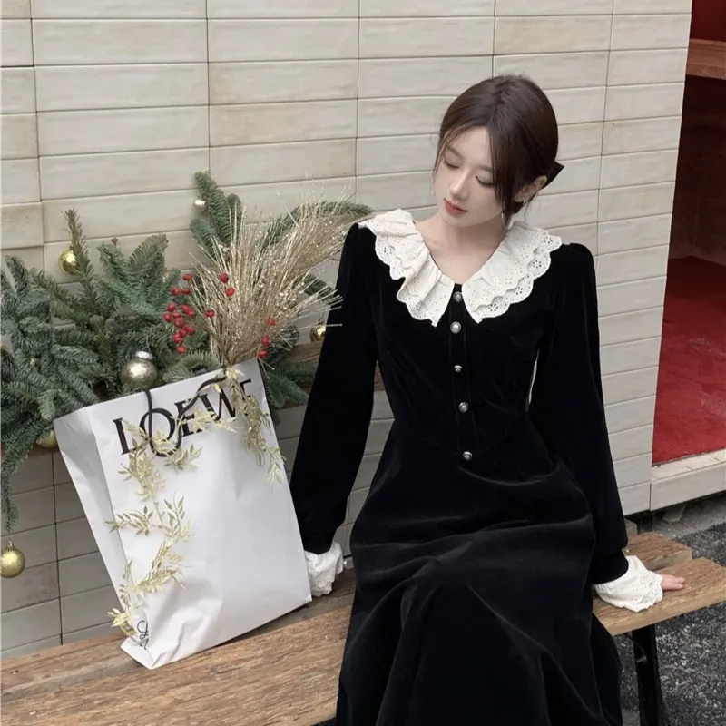 SECFLY OFFICIAL Long Sleeved Dress Women's Black-2