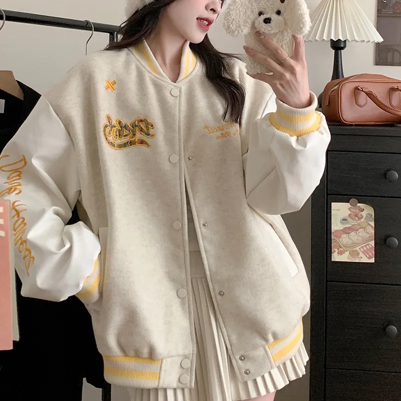 SECFLY OFFICIAL Baseball Jacket Women's Apricot-2